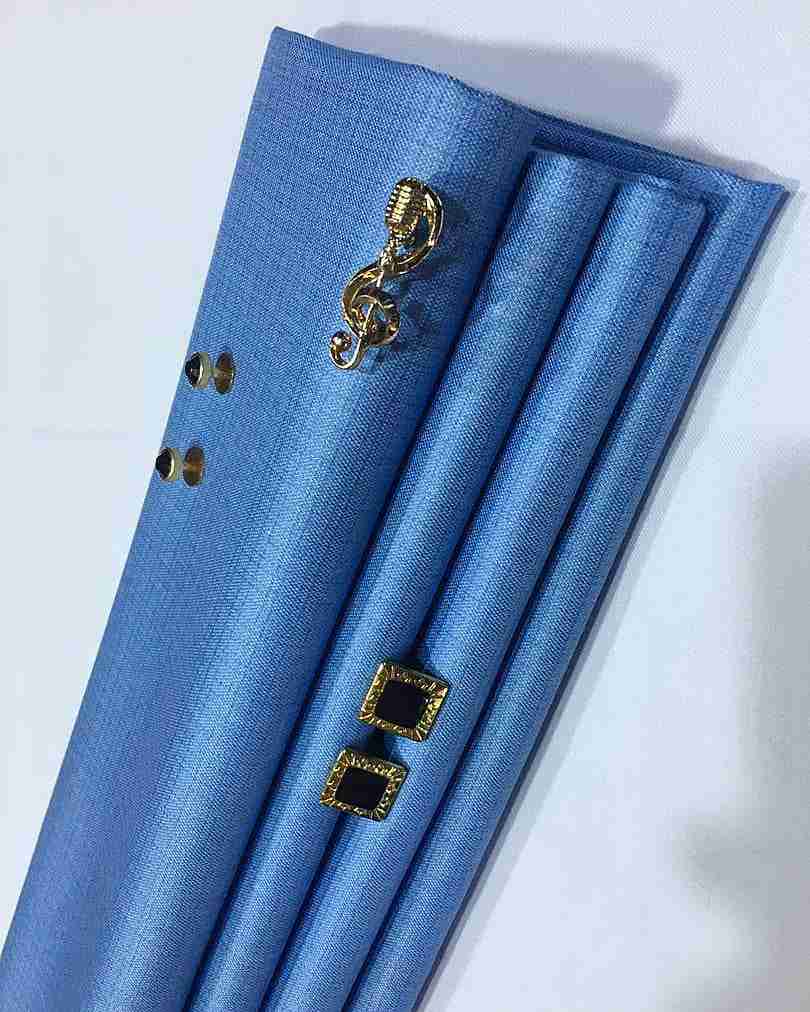 Steel Blue Patterned Senator Cashmere