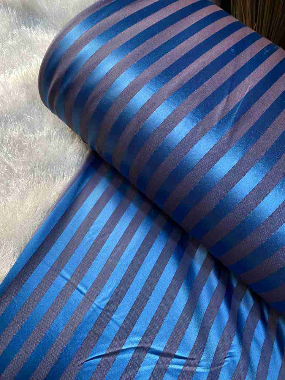 Striped Steel Blue Patterned Senator Cashmere