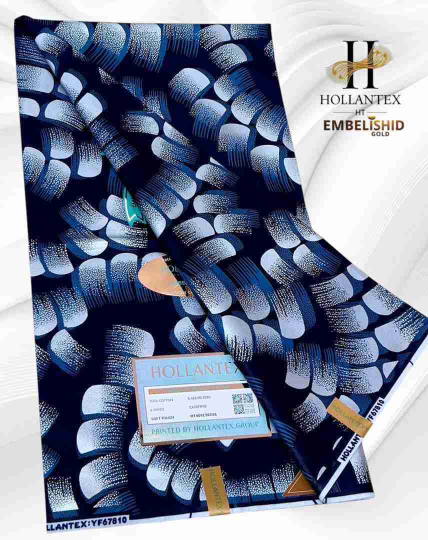 Royal Blue Hollantex Gold Ankara Wax March 25 Design