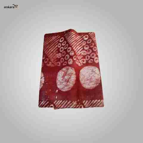 Cotton Adire Fabric April 25 Design - Dark Scarlet
