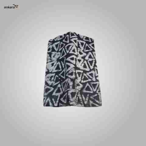 Cotton Adire Fabric April 25 Design - White & Black Slate