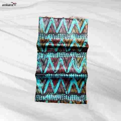 Luxury Batik Adire April 25 Design - Teal Ziz zag