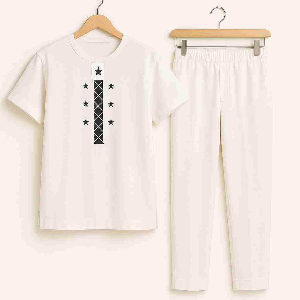 Men African Danshiki Suit – Off-white Star Design