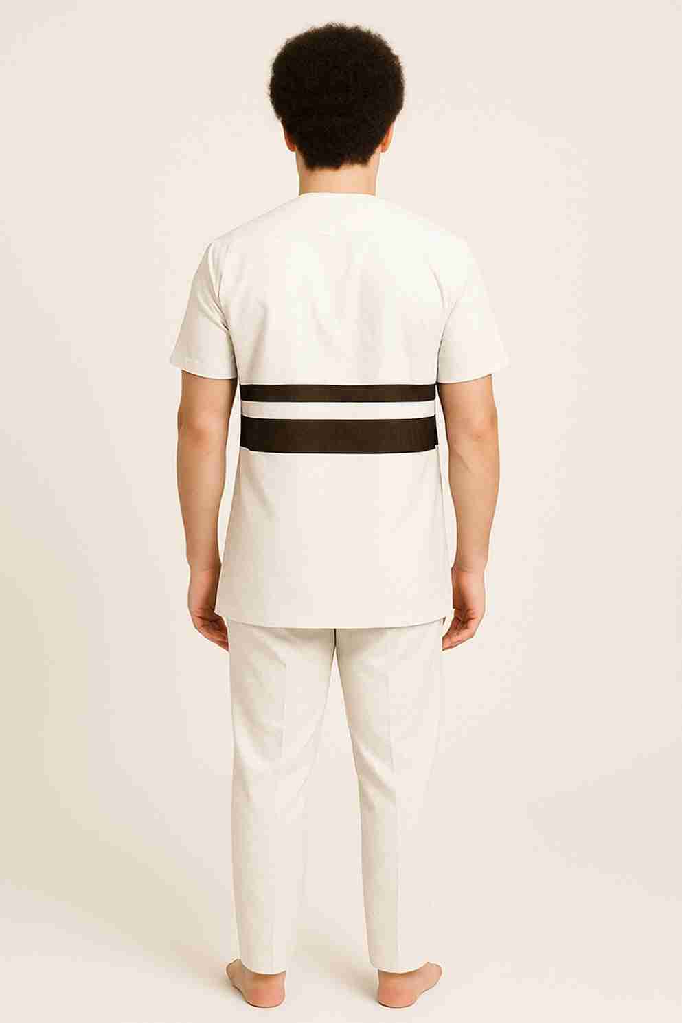 Men African Suit Senator Set - White Back