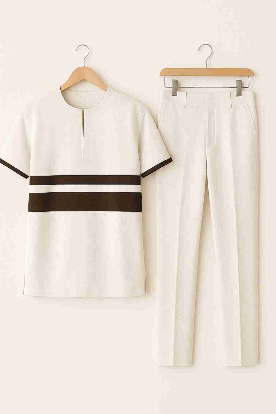 Men African Suit Senator Set - White Ex