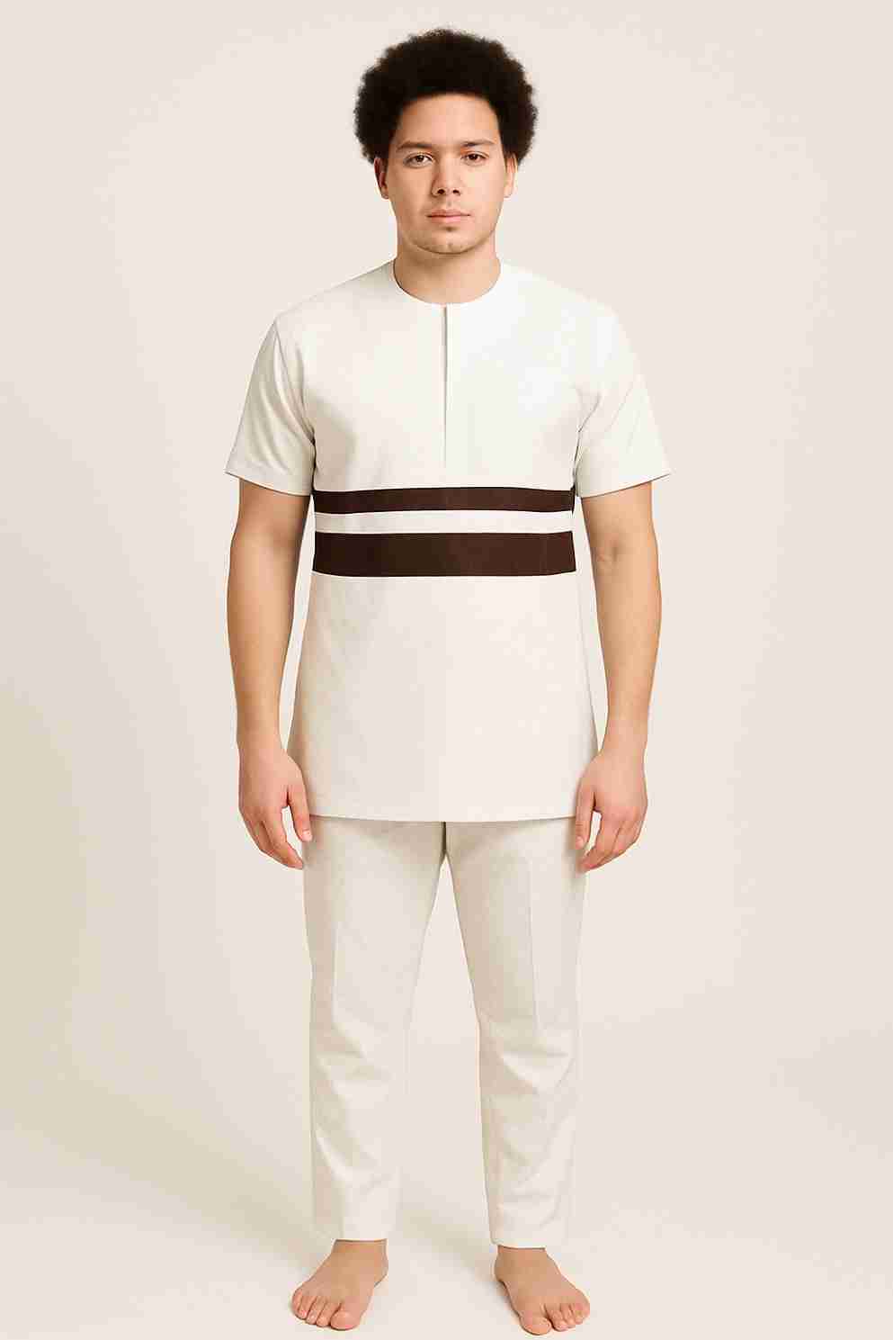 Men African Suit Senator Set - White