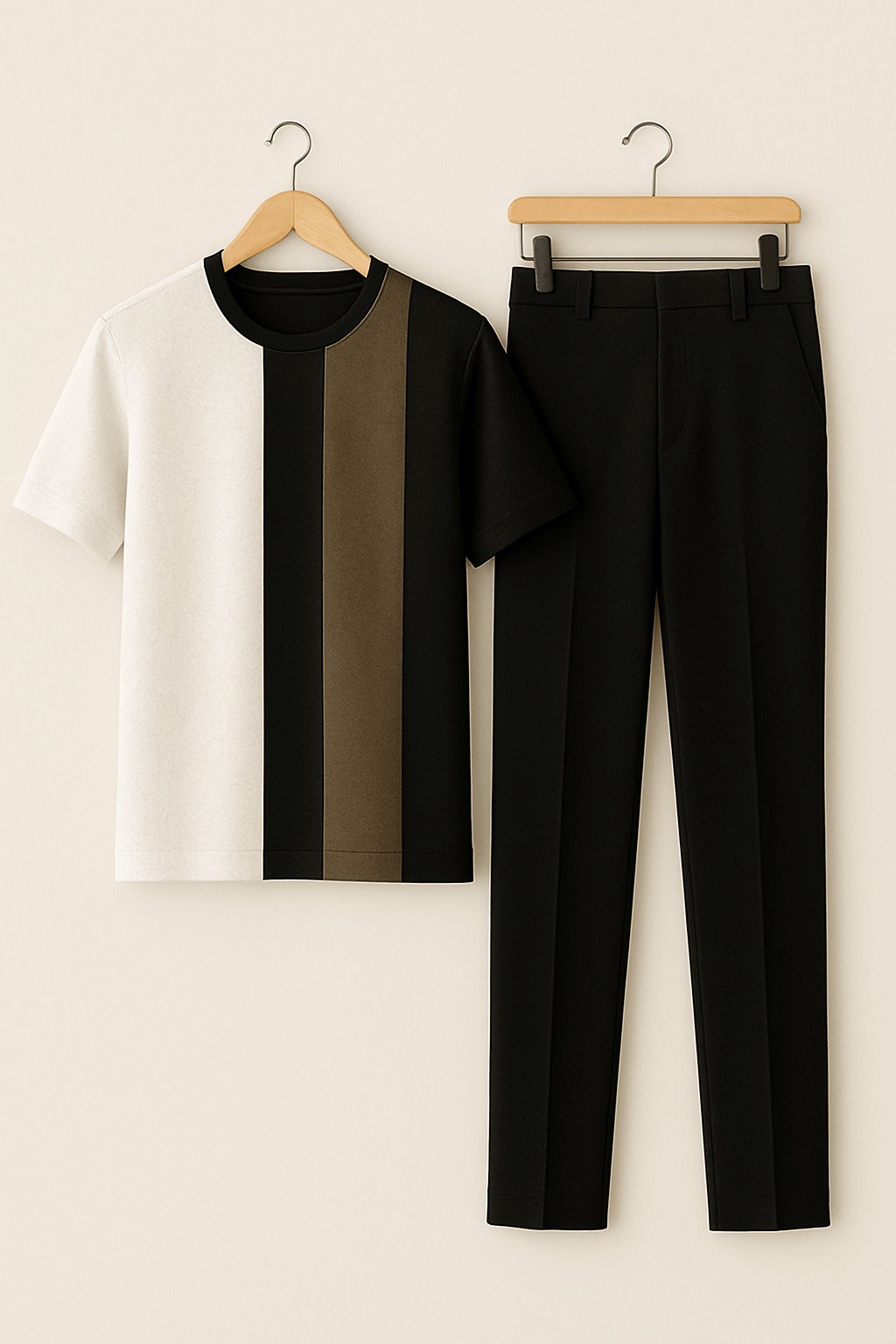 Mens 2 Piece Senator Set - Black and White Stripe