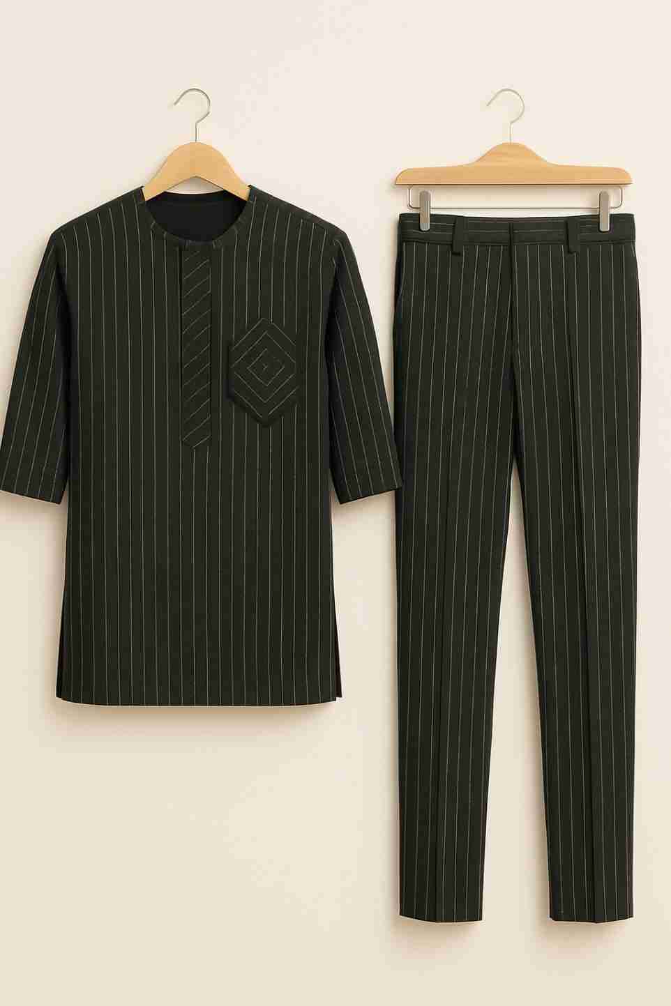 Striped 2 Piece Quarter Sleeve Readymade Senator Set Extract