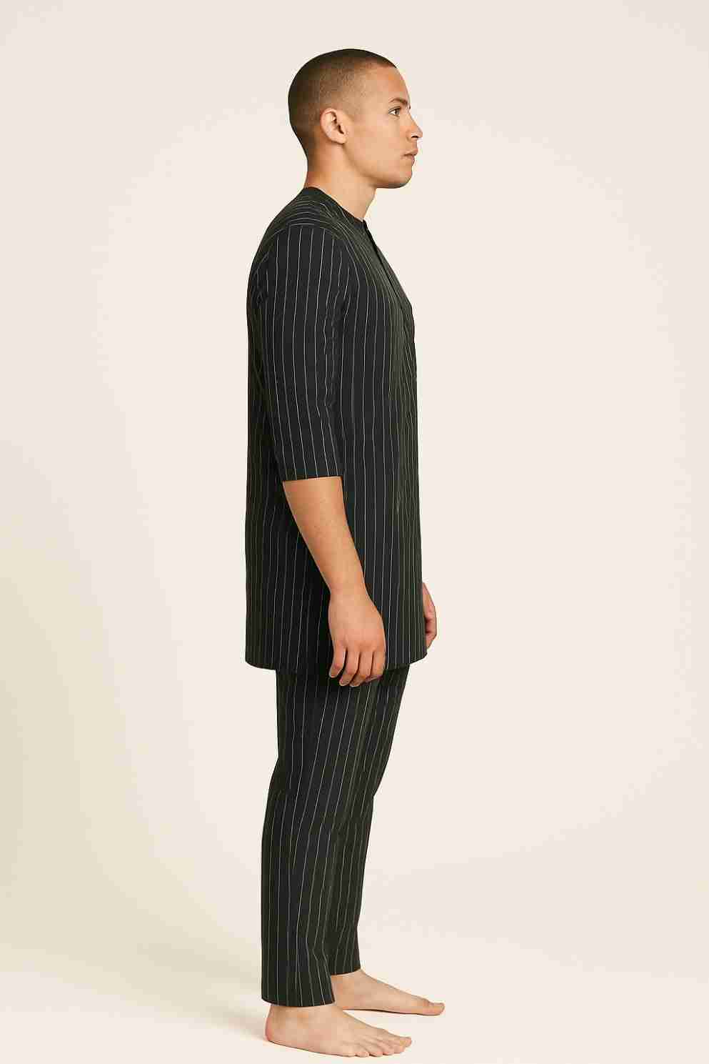 Striped 2 Piece Quarter Sleeve Readymade Senator Set Side