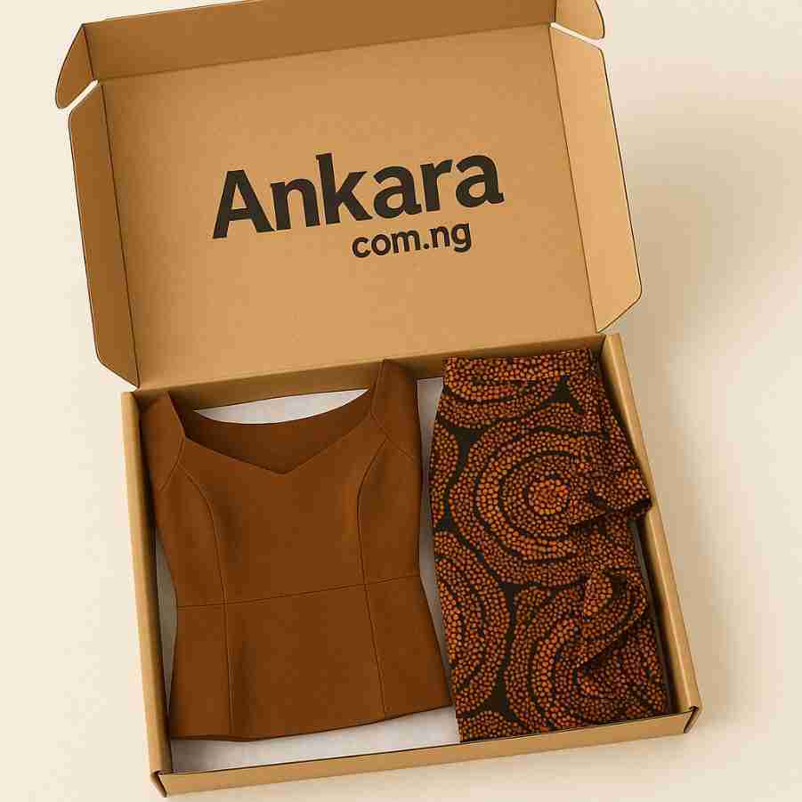 Ankara Off-Shoulder Gown with Ruffle Detail Box