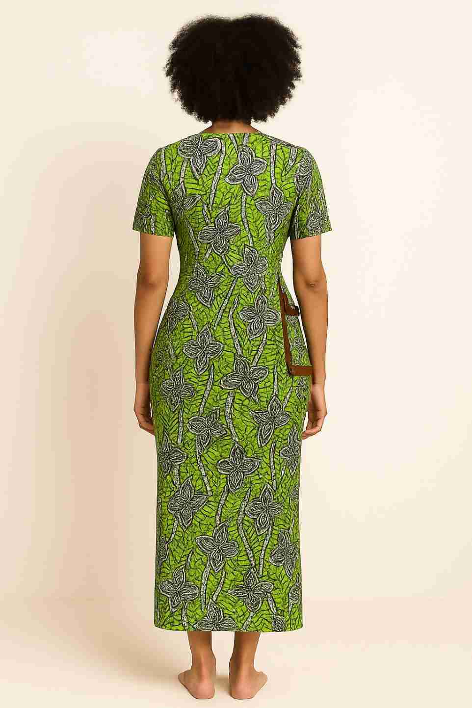 Ankara Peplum Maxi Dress with Accent Pockets Back