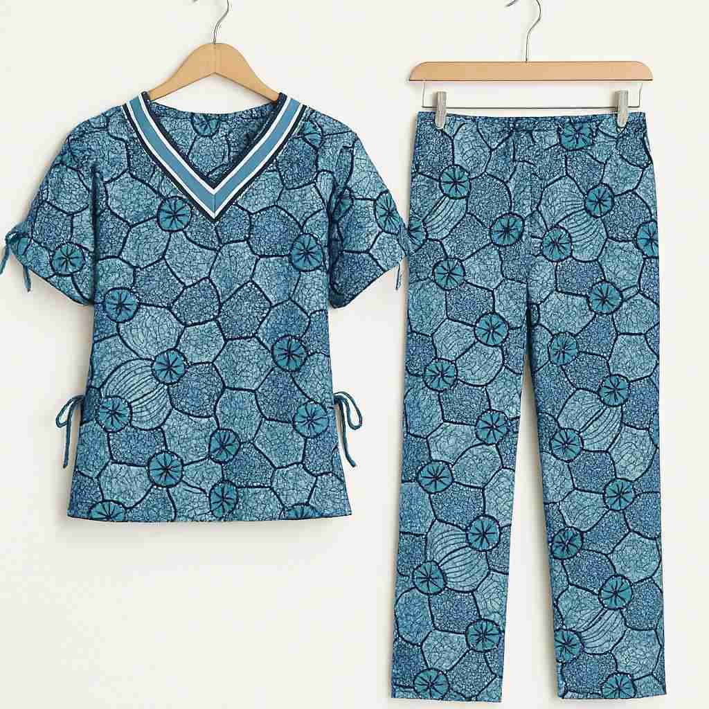 Ankara Vneck 2 Piece Set with Jumpsuit Extract