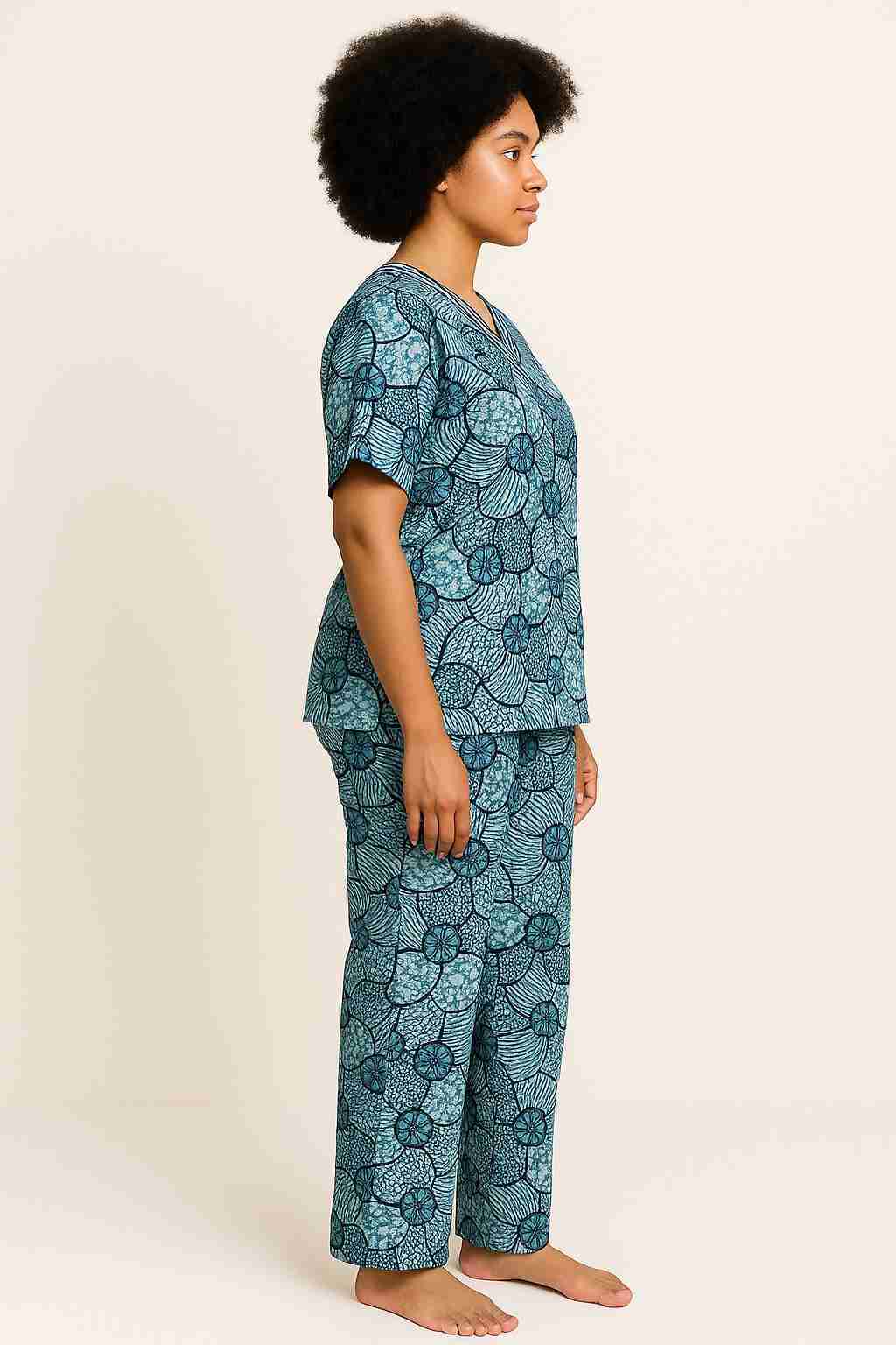 Ankara Vneck 2 Piece Set with Jumpsuit Side