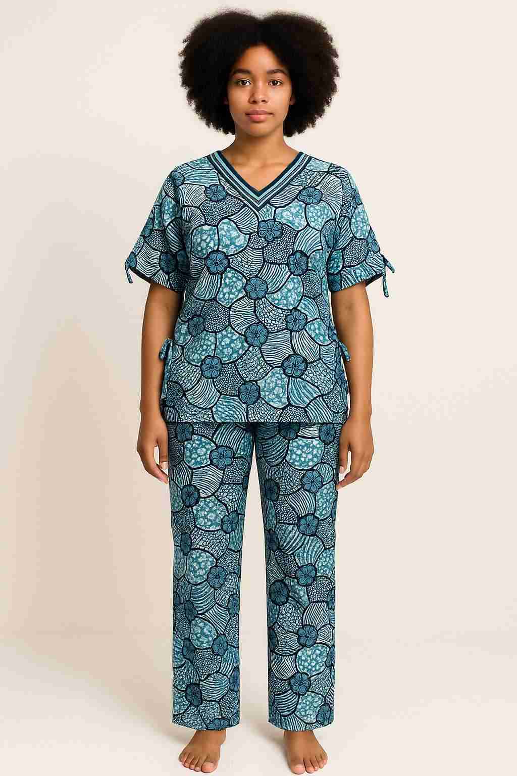 Ankara Vneck 2 Piece Set with Jumpsuit