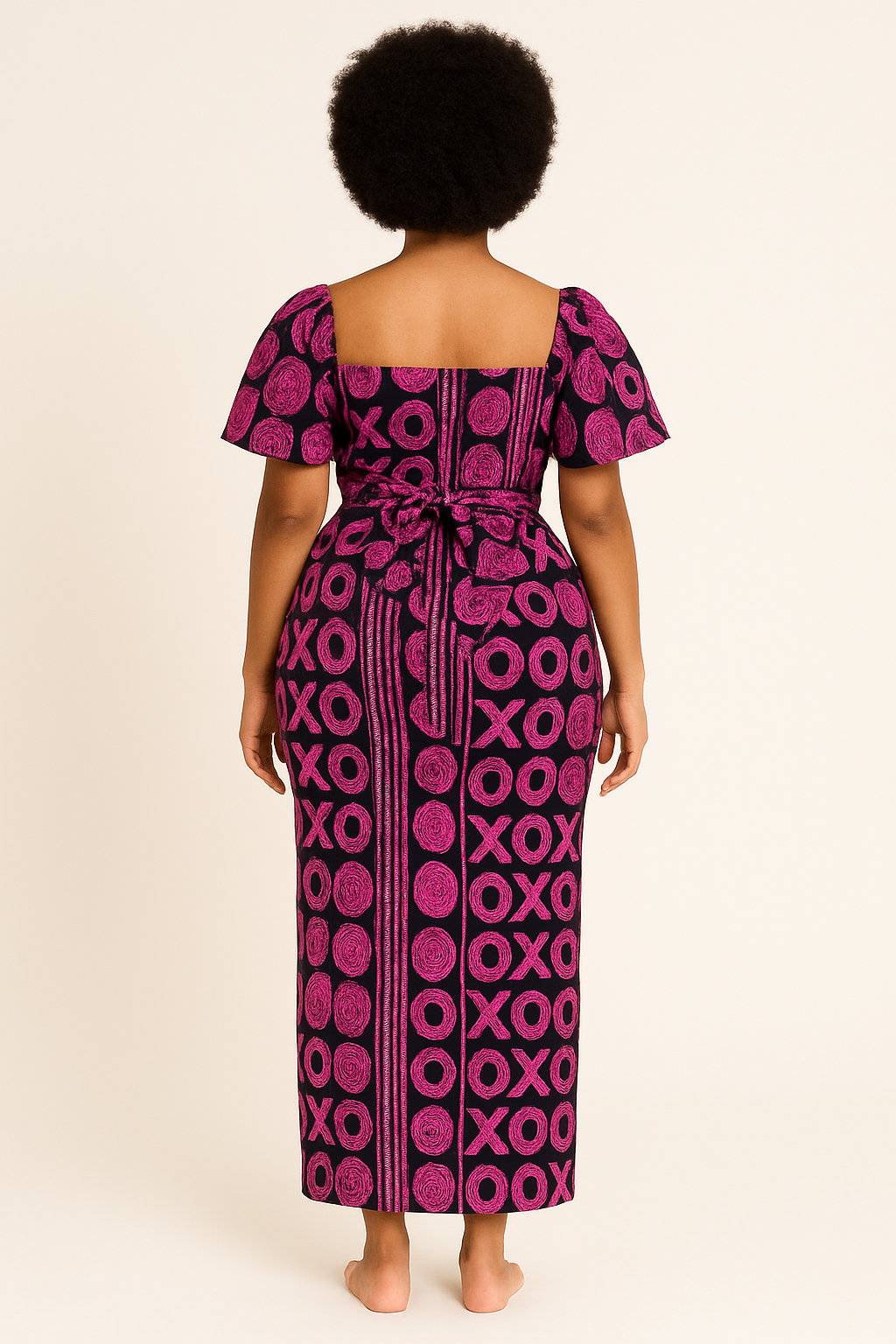 Beautiful Peplum Dress with Puff Sleeves Back