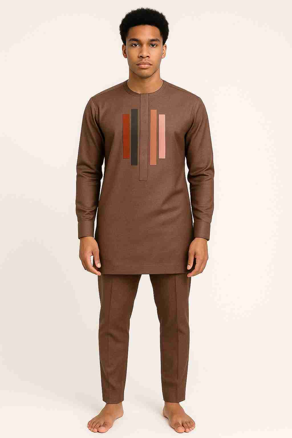 Brown Men African Suit Readymade Senator Set – Brown