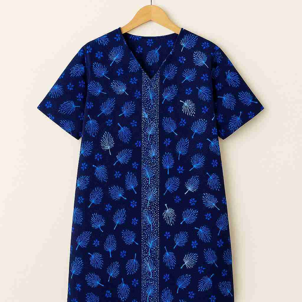 Flower Blue Shift Short Gown Ex