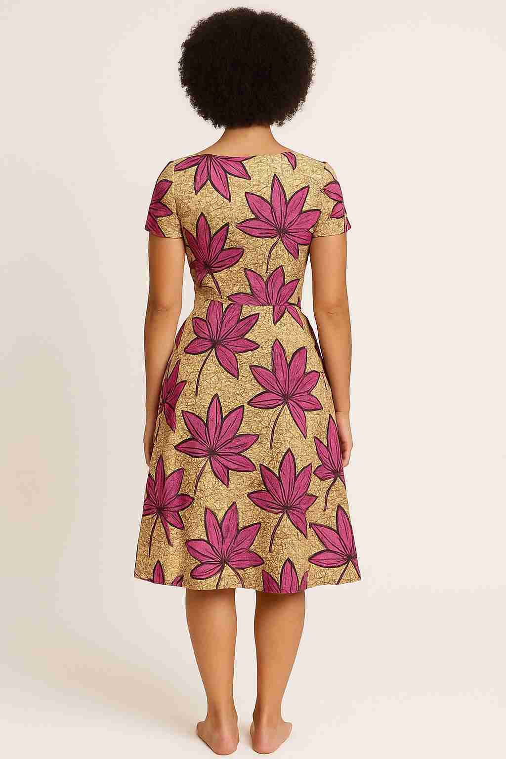 Flowery Ankara Midi Gown Dress Back