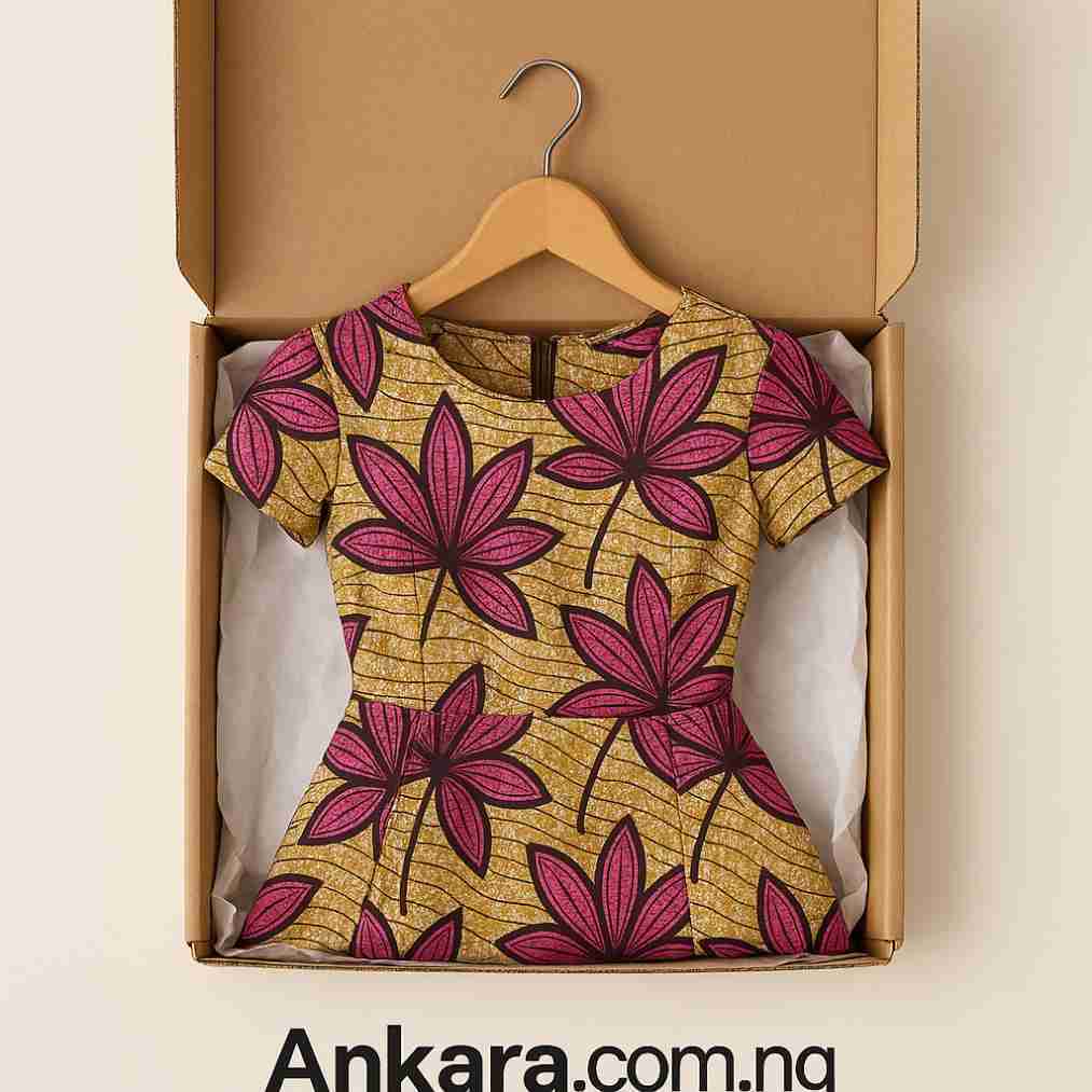 Flowery Ankara Midi Gown Dress Box