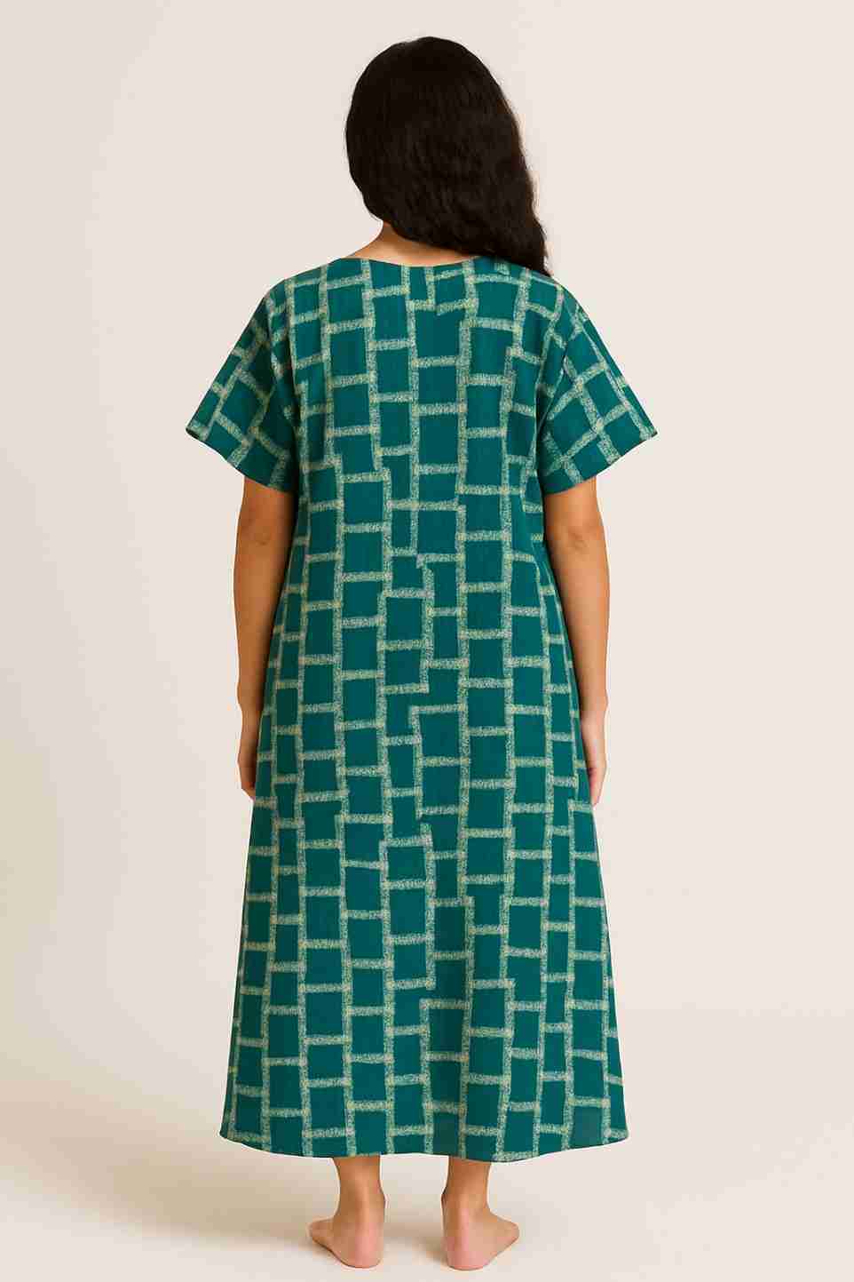 Full Length Adire Gown with Vneck Back