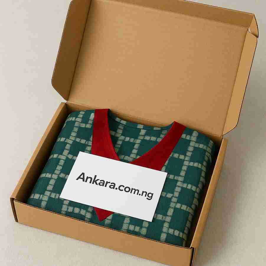 Full Length Adire Gown with Vneck Box