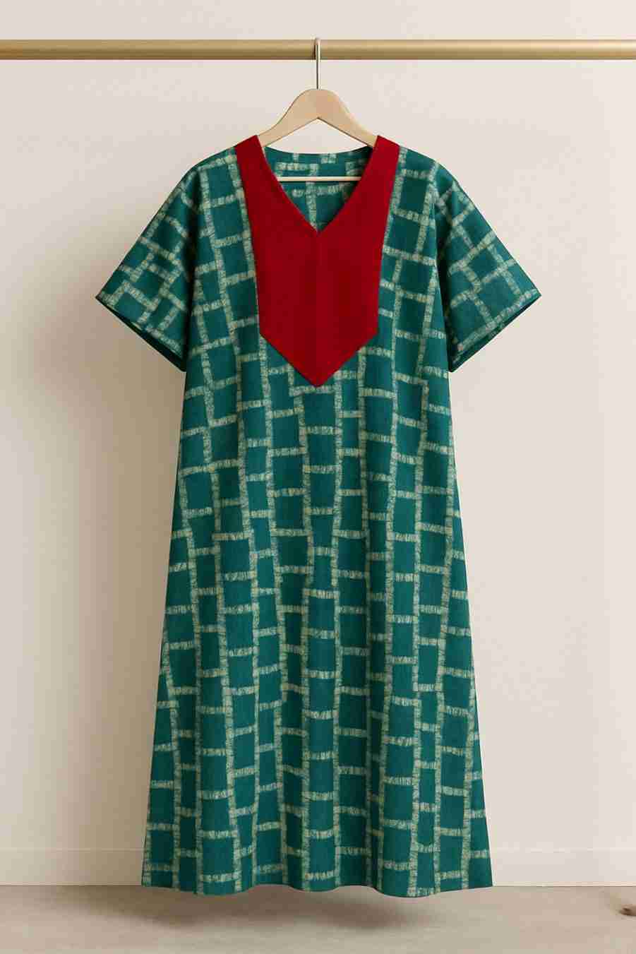 Full Length Adire Gown with Vneck Ex