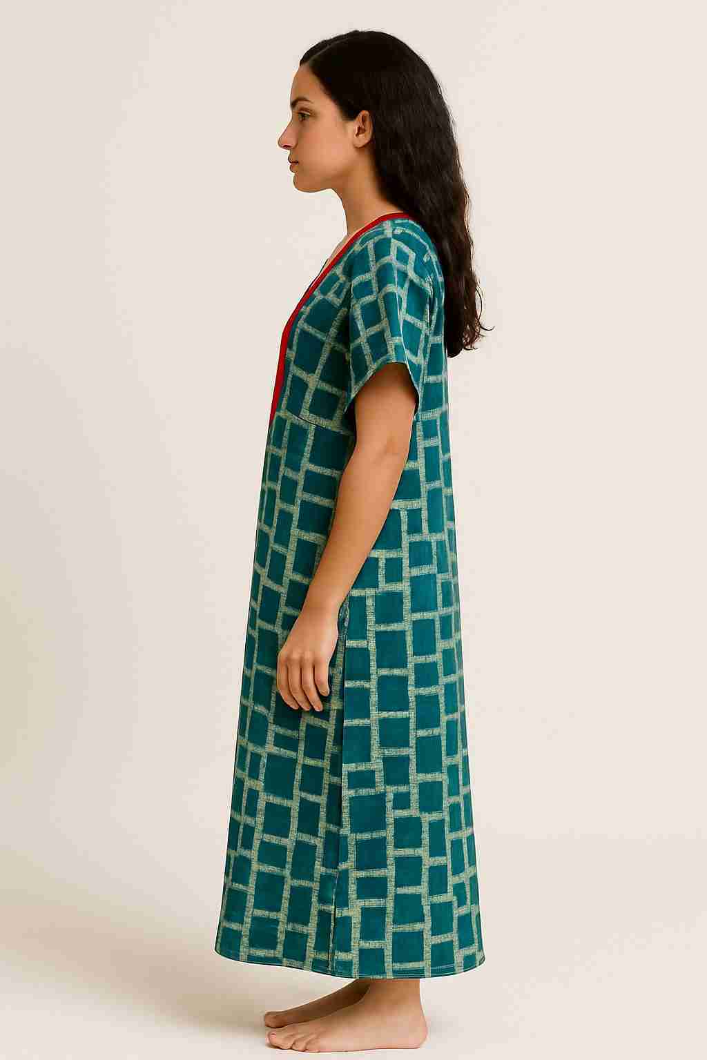 Full Length Adire Gown with Vneck Side