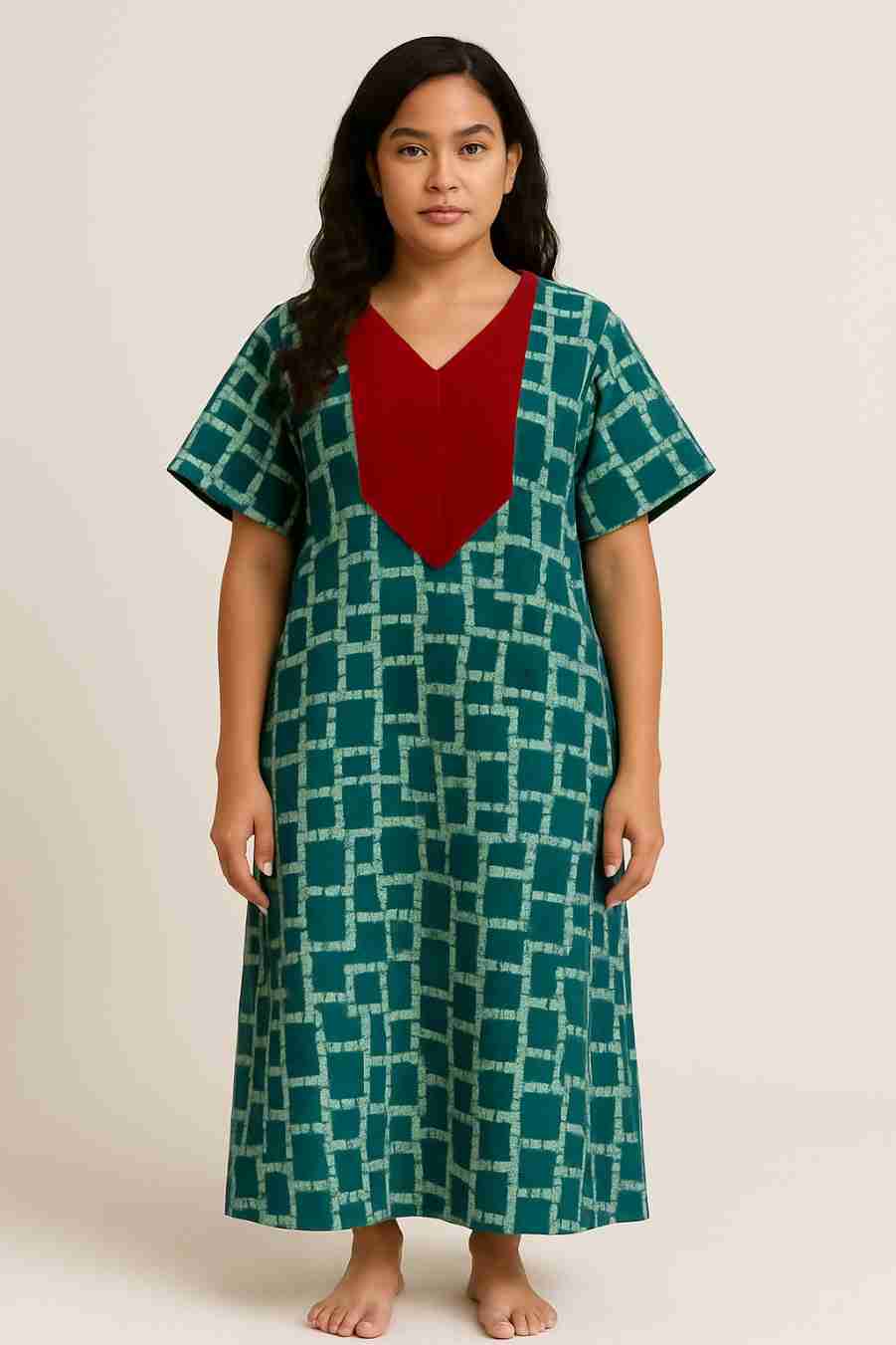 Full Length Adire Gown with Vneck