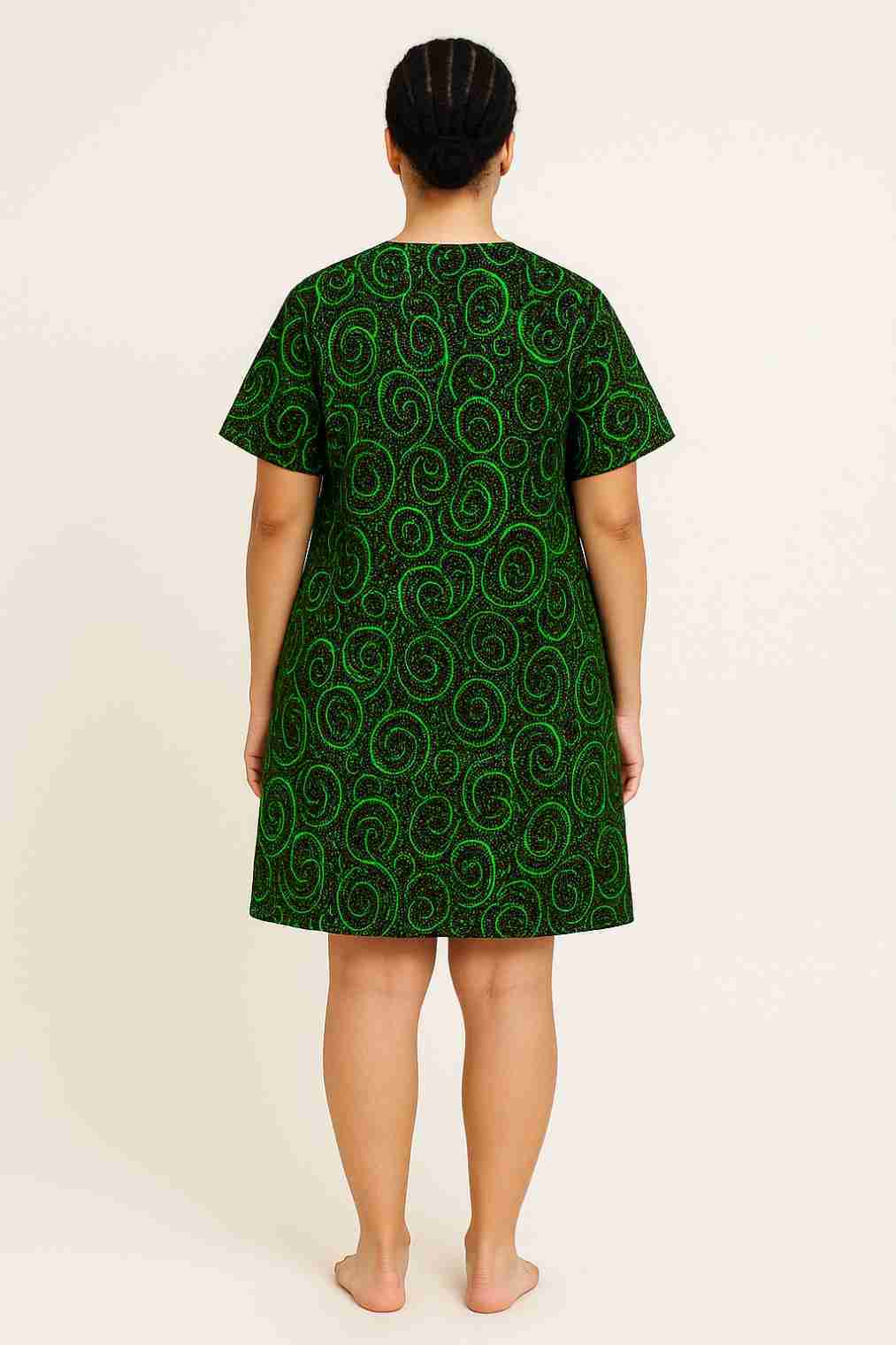 Green Embroidered Shift Gown Back