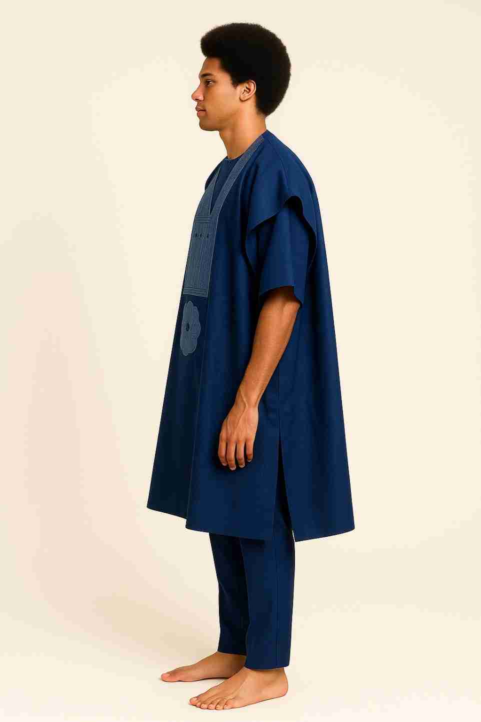 Men Short Sleeve Agbada 2 Piece Set – Side