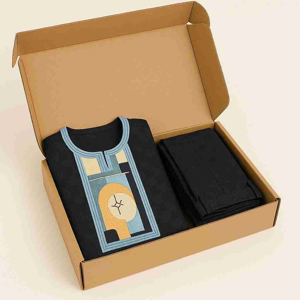 Native Men Embroidered Agbada 2 Piece Set Box
