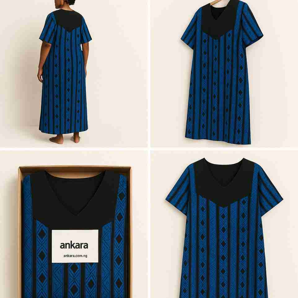 Striped Ankara Maxi Gown Dress Comb