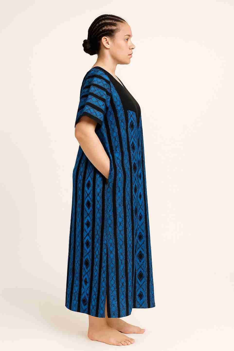 Striped Ankara Maxi Gown Dress Side