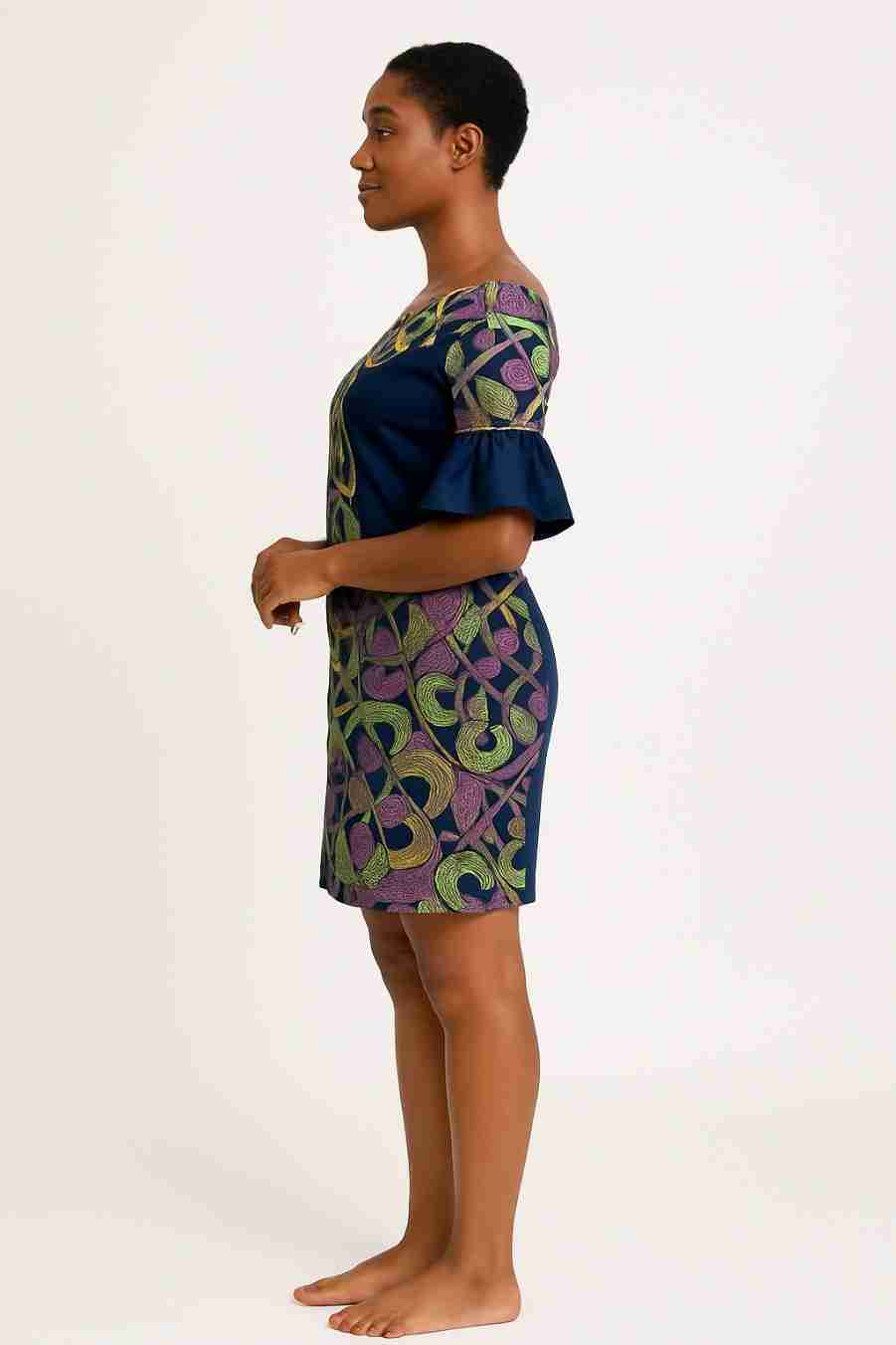 Ankara One-Shoulder Mini Dress Side