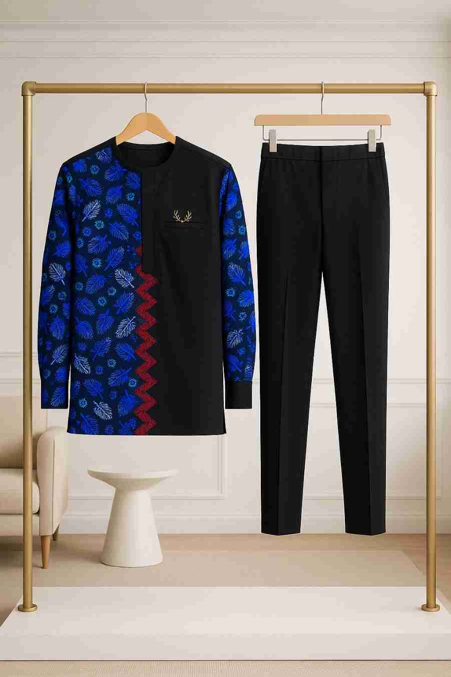 Men's African Print Top Senator Wear Ex