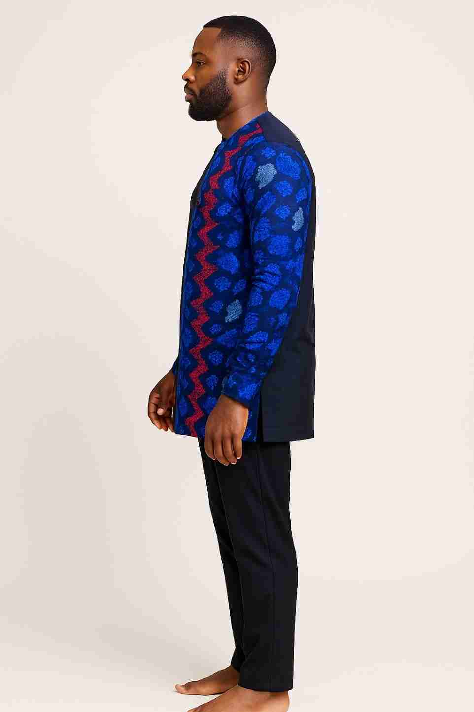 Men's African Print Top Senator Wear Side