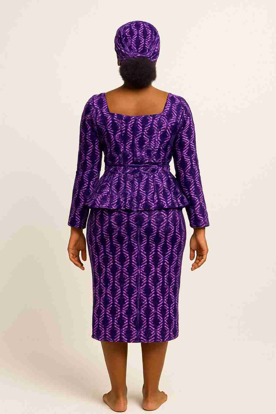Midi Ankara Dress with Bell Sleeves Back