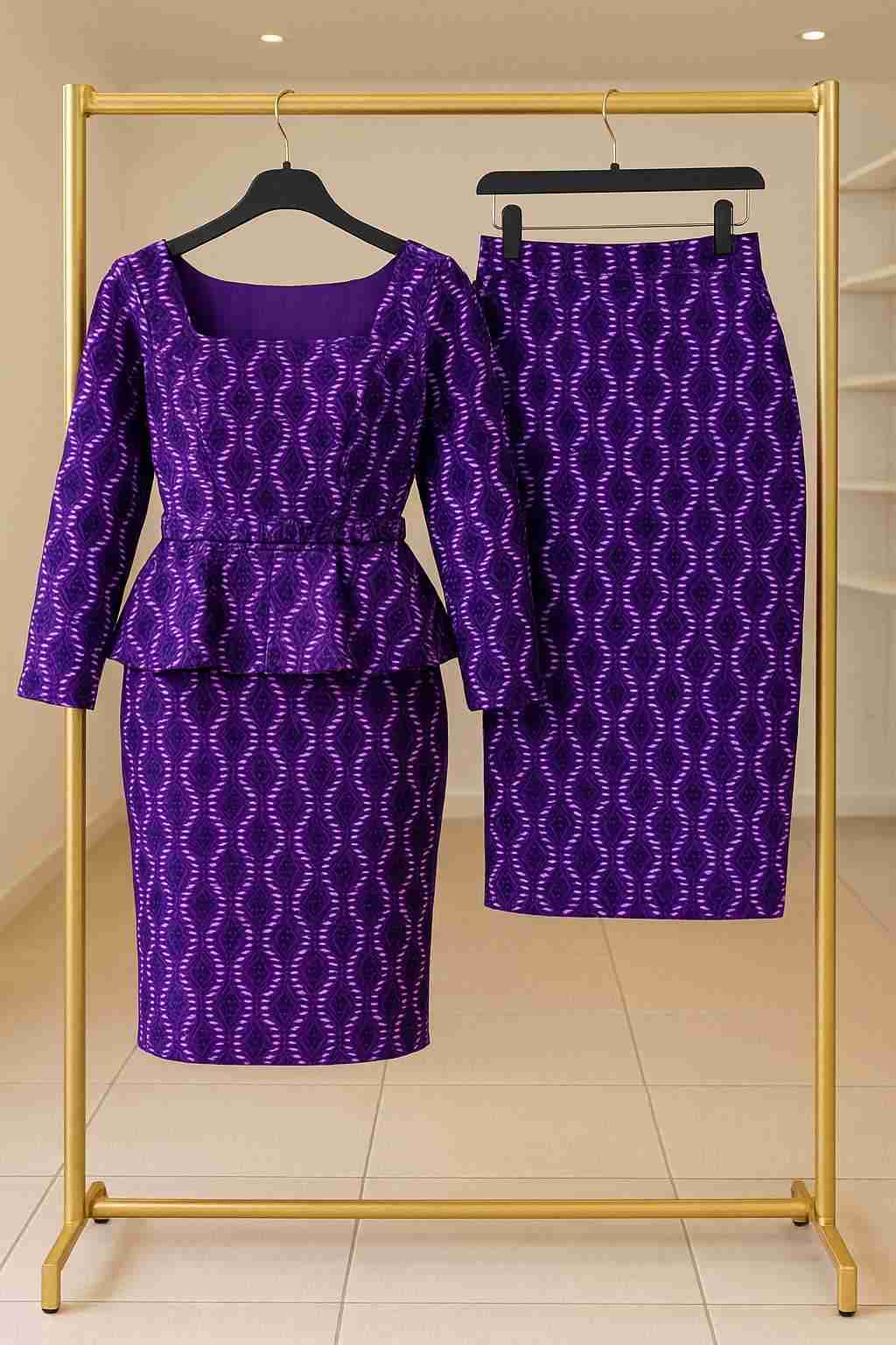 Midi Ankara Dress with Bell Sleeves Extract