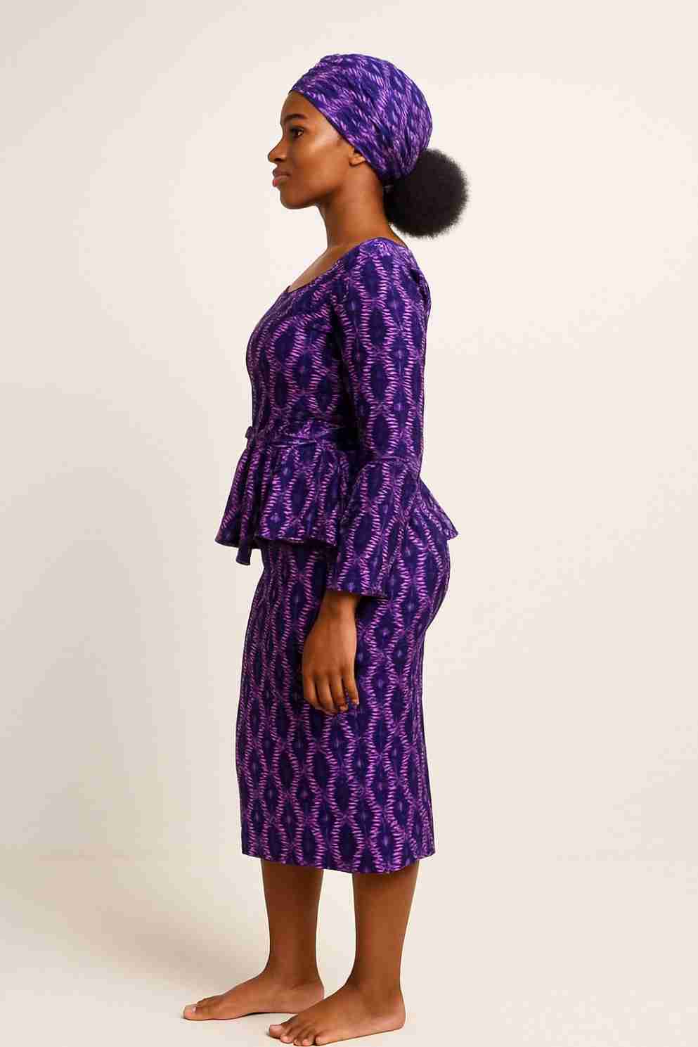 Midi Ankara Dress with Bell Sleeves Side