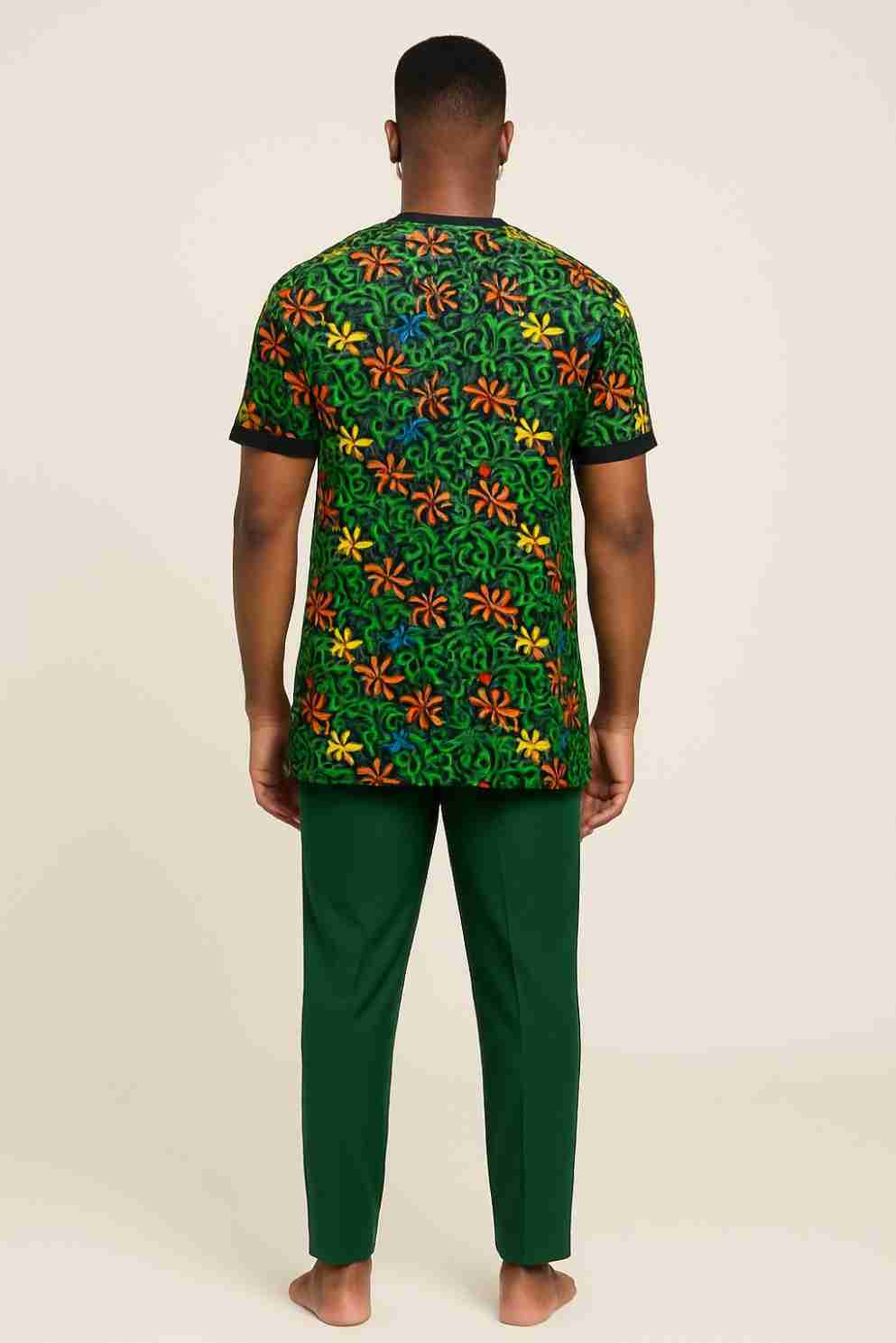 Patterned Ankara Senator Top with Plain Collar Beck