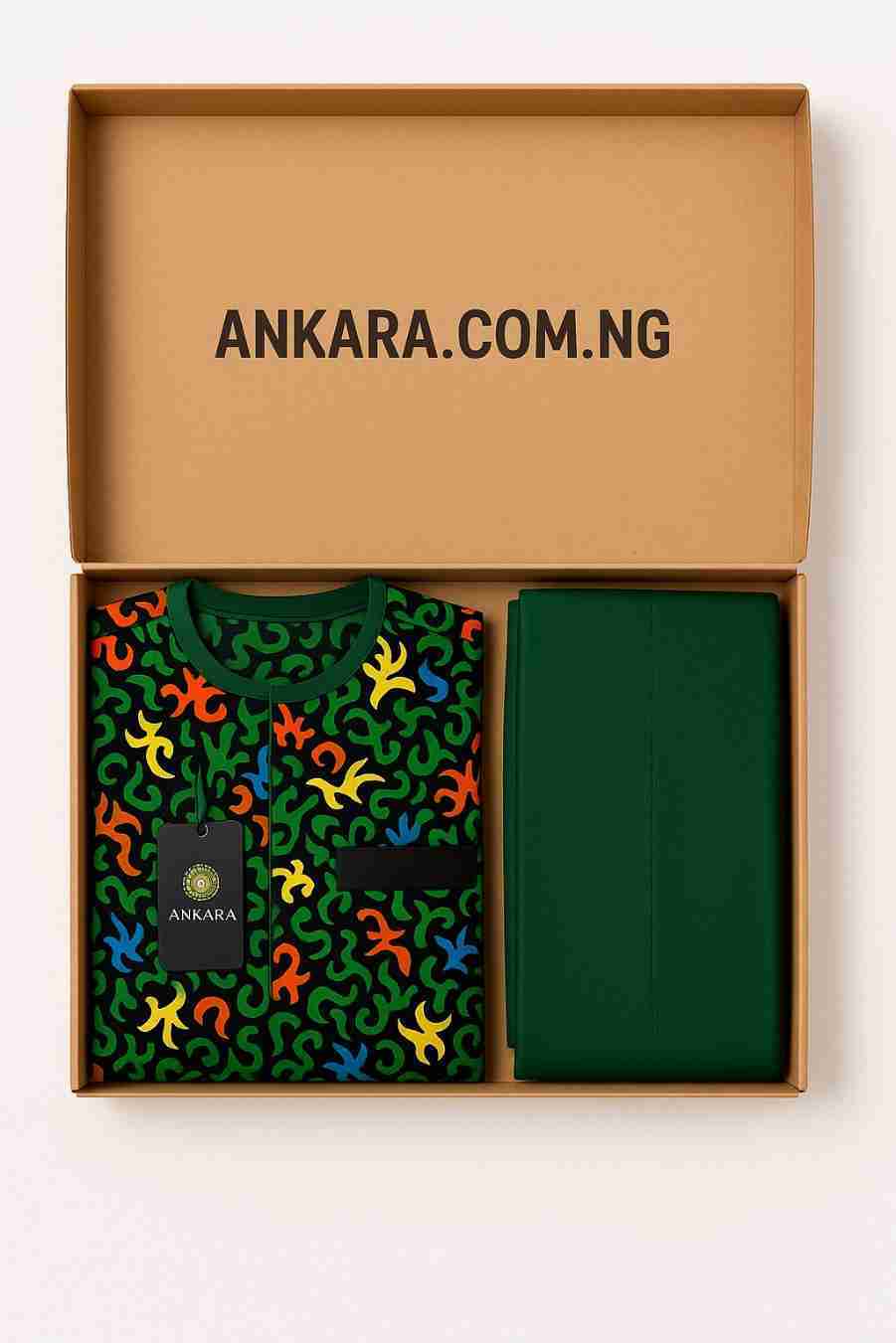 Patterned Ankara Senator Top with Plain Collar Box