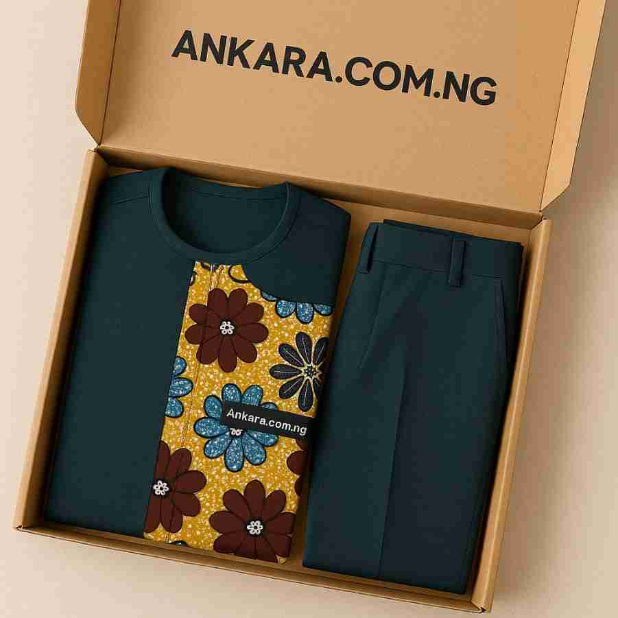 Ready-to-Wear Senator Wear with Centred Ankara Design Box