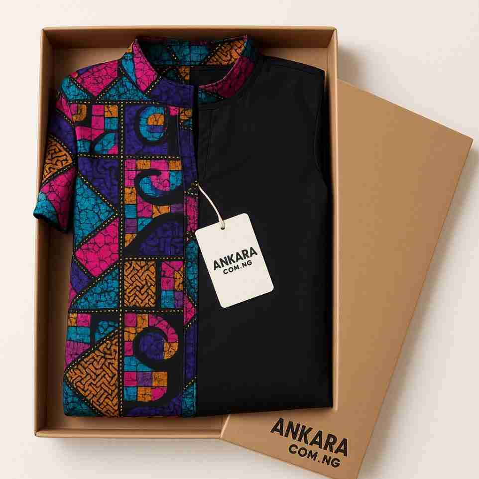 Trendy Ankara Half-and-Half Dress Box