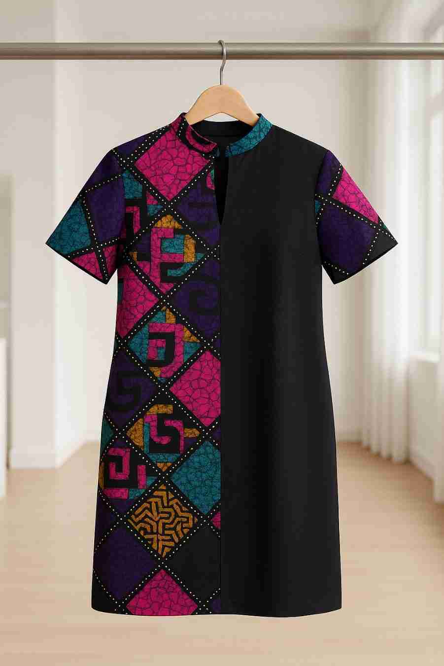 Trendy Ankara Half-and-Half Dress Ex