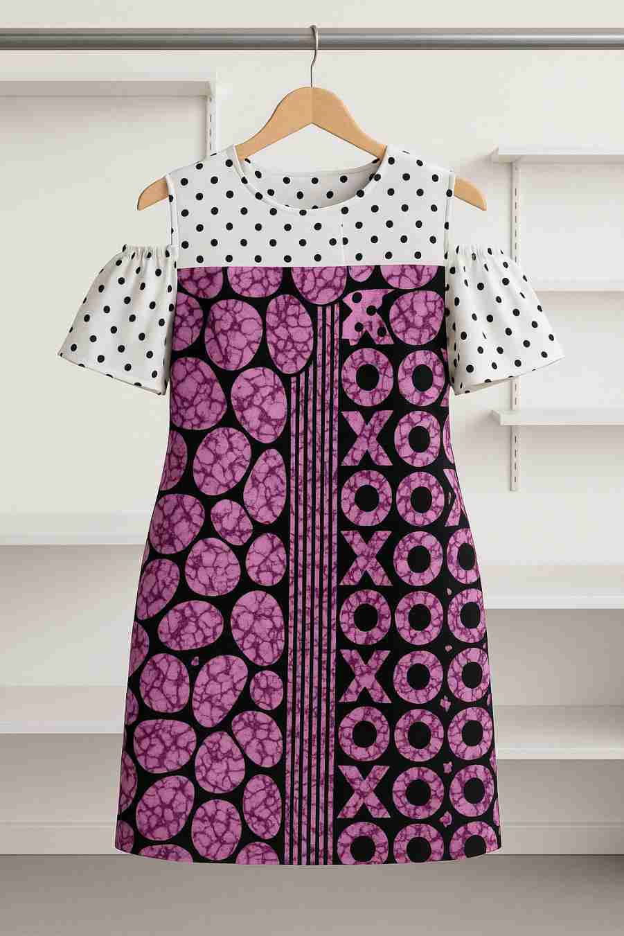 XOXO Ankara Short Dress with Cut-out Sleeves Ex
