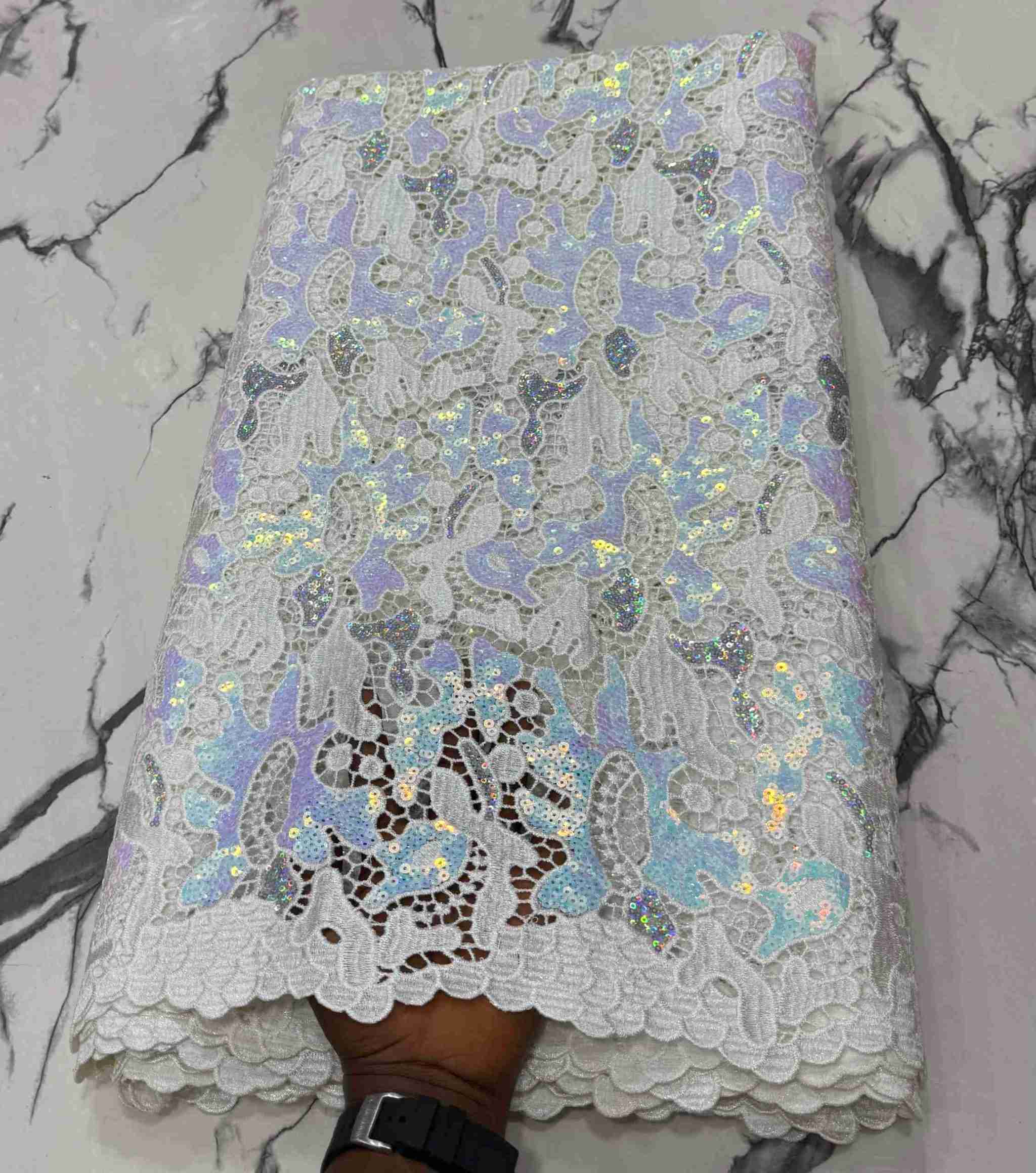 Beautiful Cord Sequin Cord Lace (5 Yards) – White