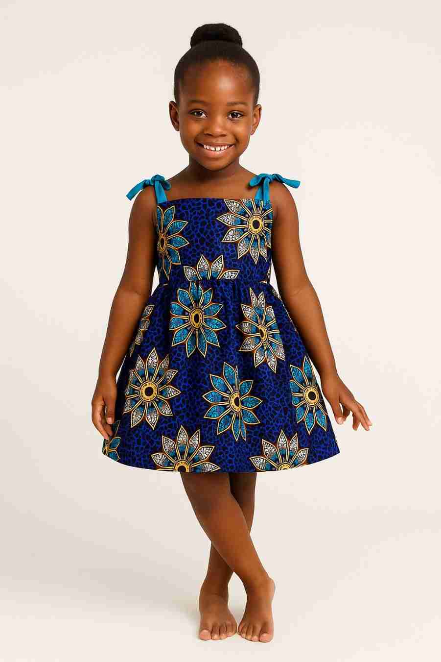 Blue Floral Ankara Dress
