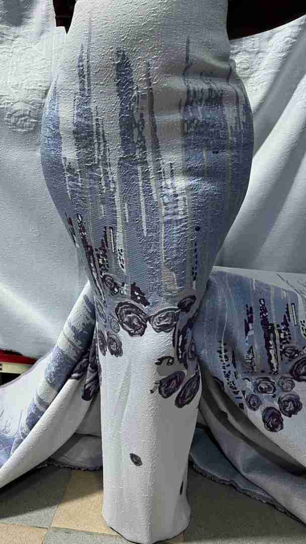 European Damask Brocade Fabric (5 Yards) — Silver Gray