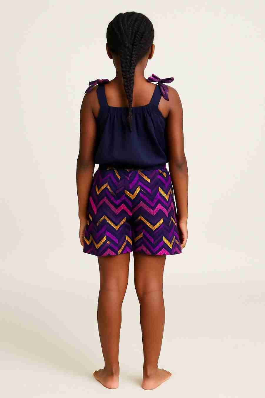 Girls Ankara Elasticated Waist Short Set Back
