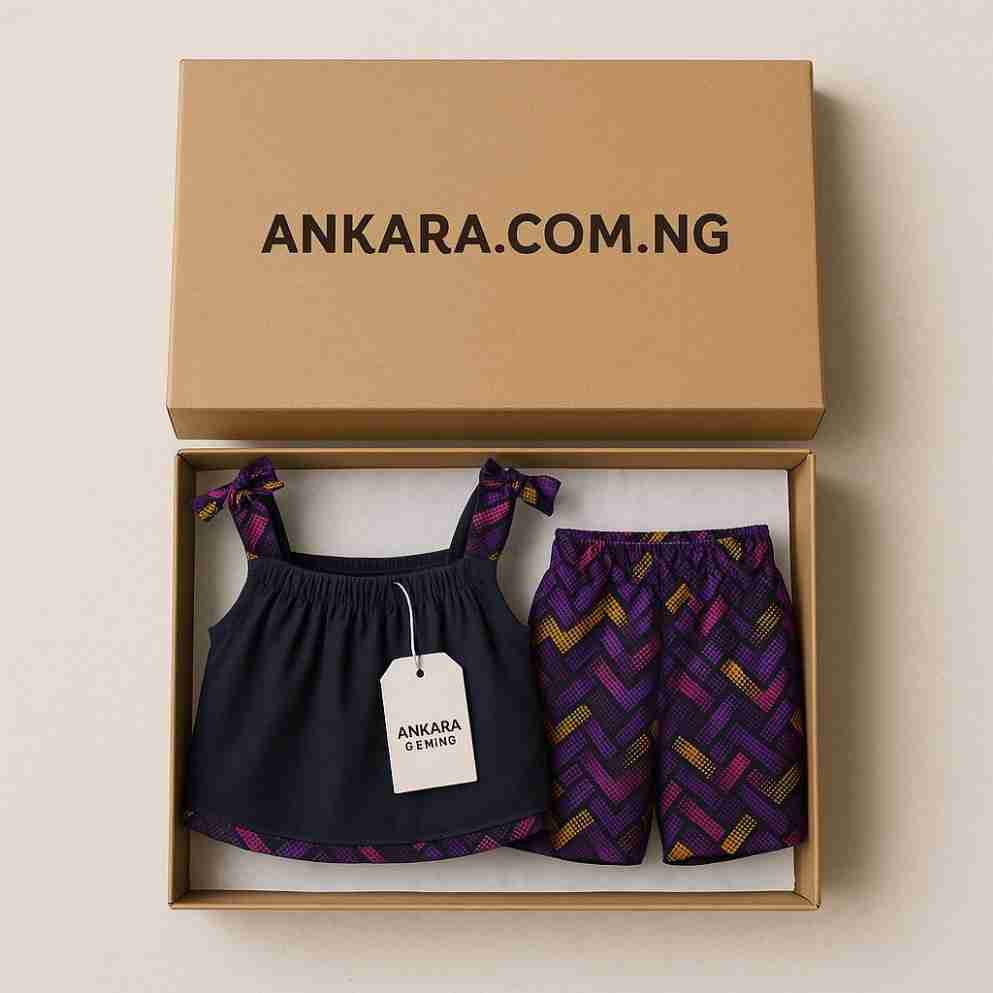 Girls Ankara Elasticated Waist Short Set Box
